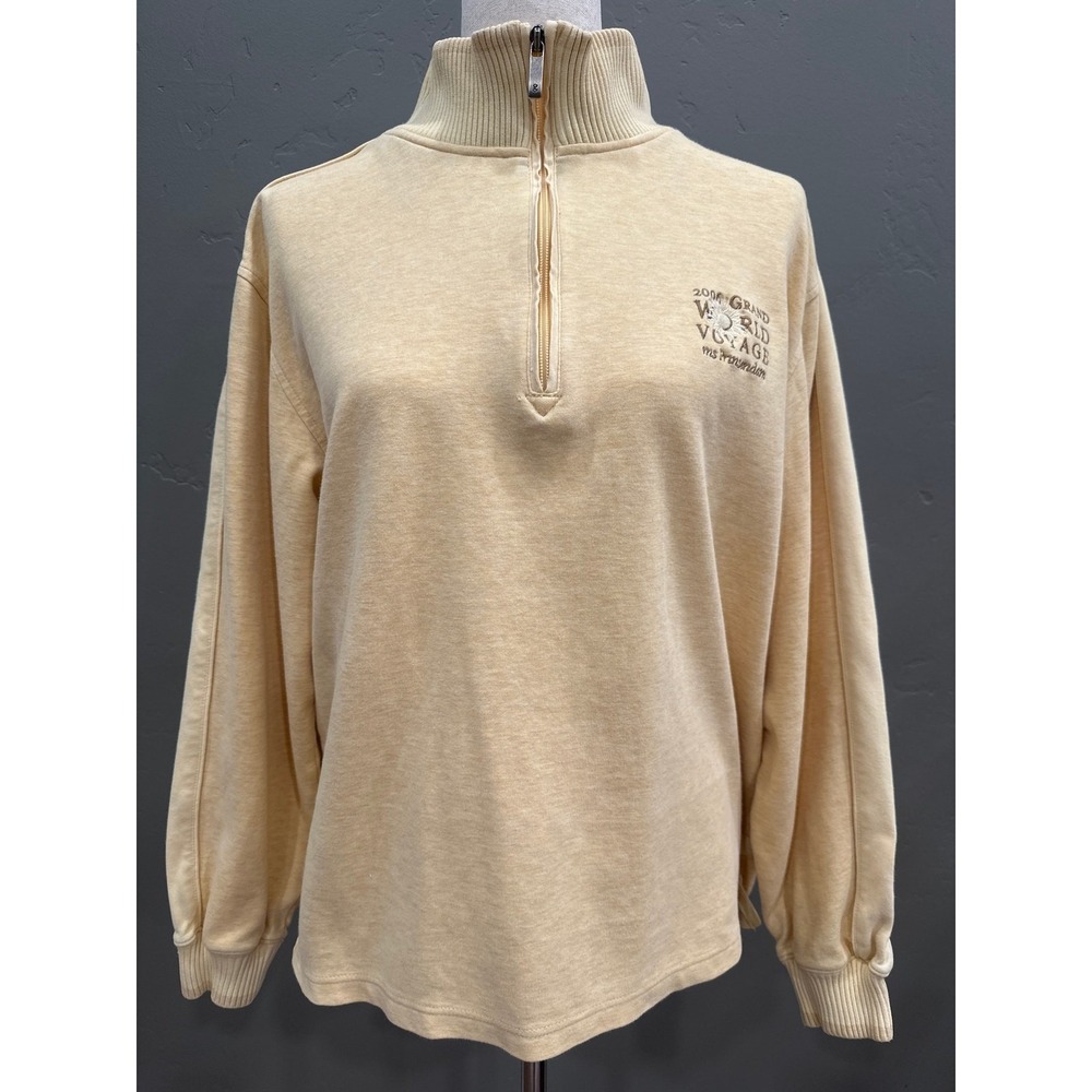 Vtg‎ Gear For Sports 1/4 Zip Sweatshirt L Yellow 2006 Grand World Voyage Cruise